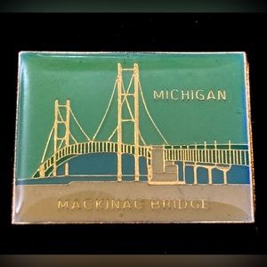 Vintage Mackinac Suspension Bridge Souvenir Lapel Pin